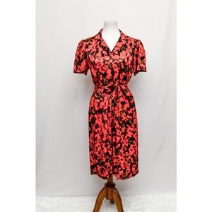 Vintage womens dress red black M+ 80s
